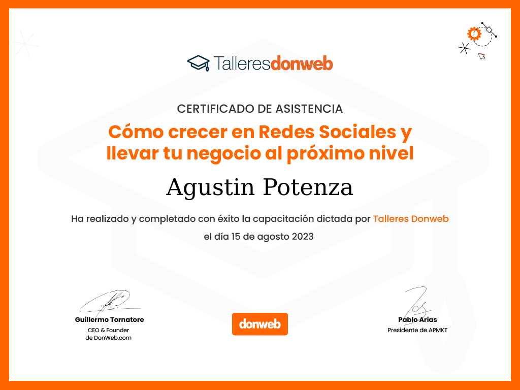 Certificado de asistencia · Talleres DonWeb