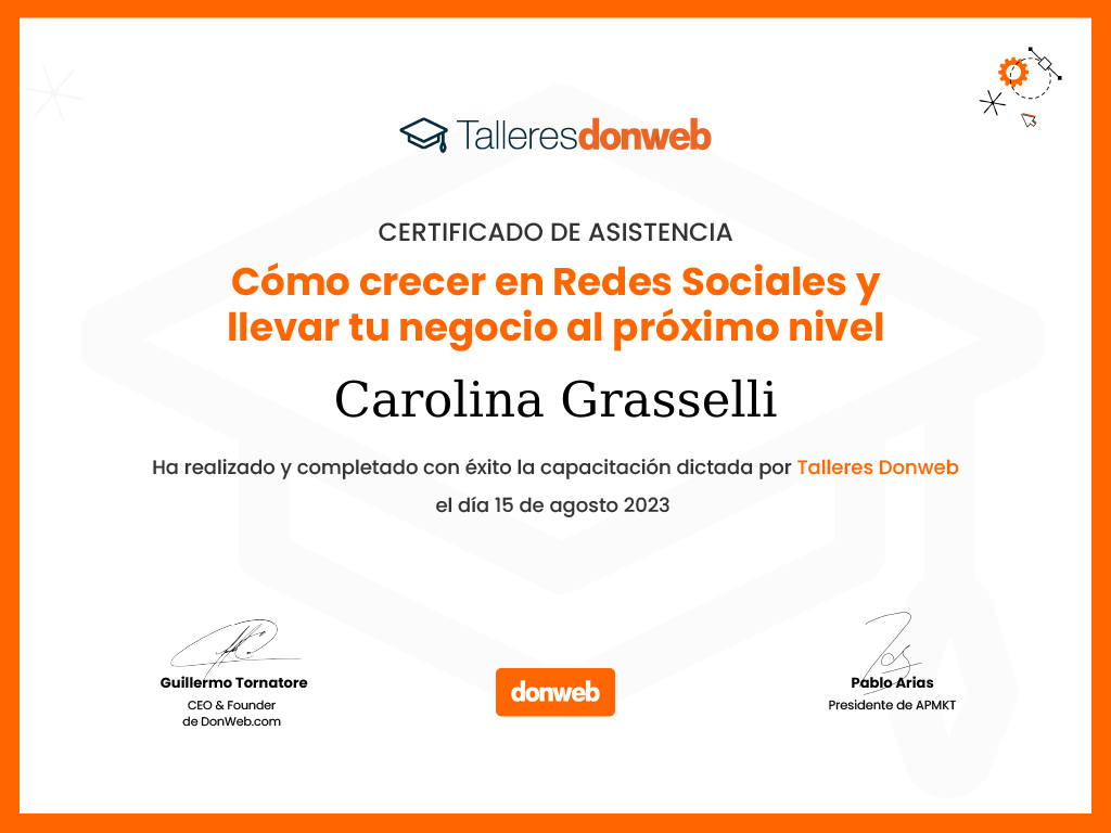 Certificado de asistencia · Talleres DonWeb