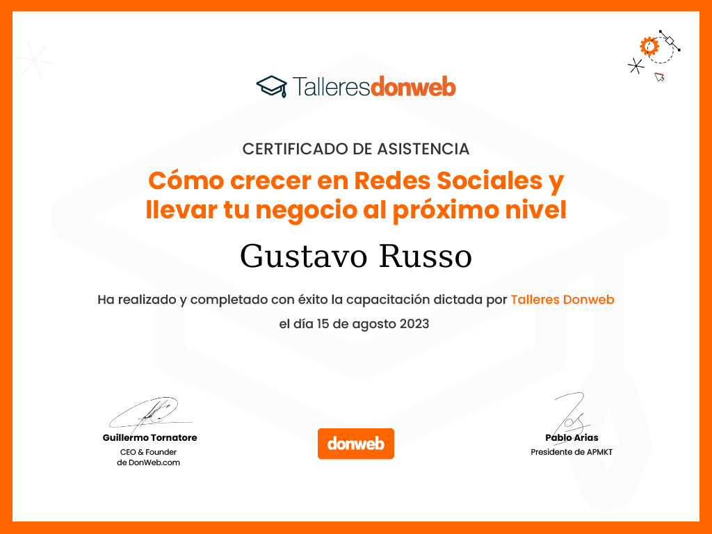 Certificado de asistencia · Talleres DonWeb