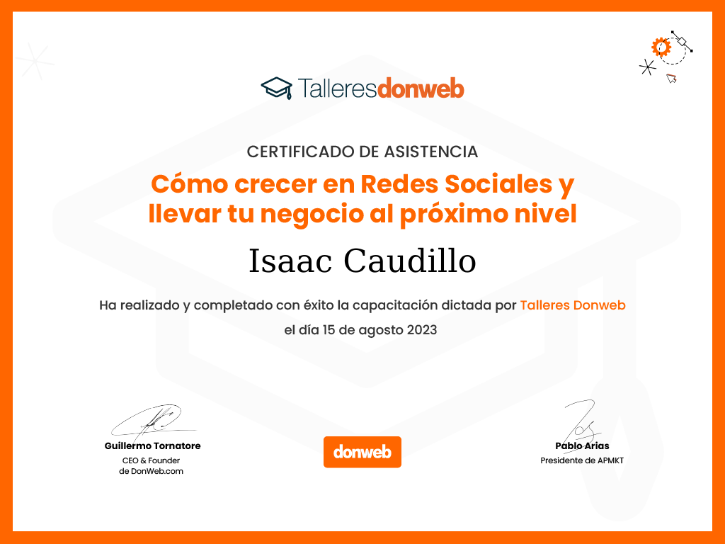 Certificado de asistencia · Talleres DonWeb