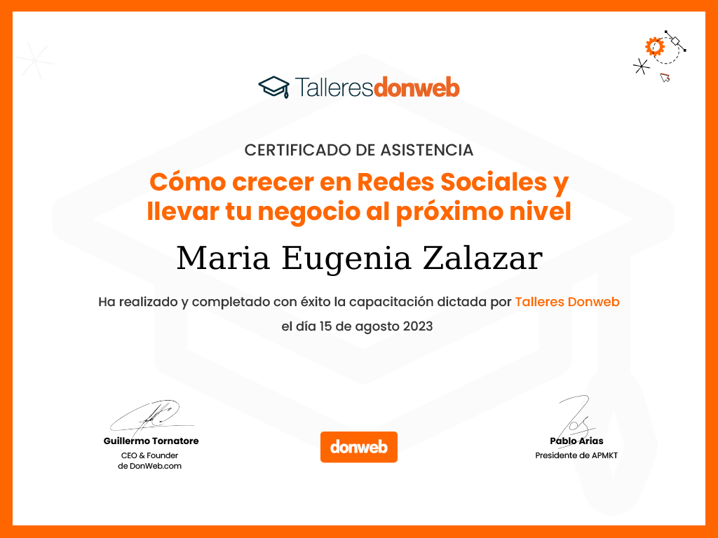 Certificado de asistencia · Talleres DonWeb