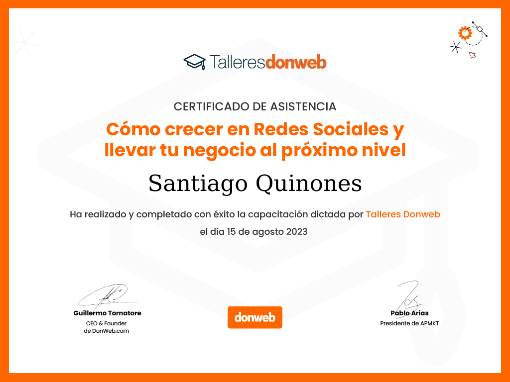 Certificado de asistencia · Talleres DonWeb