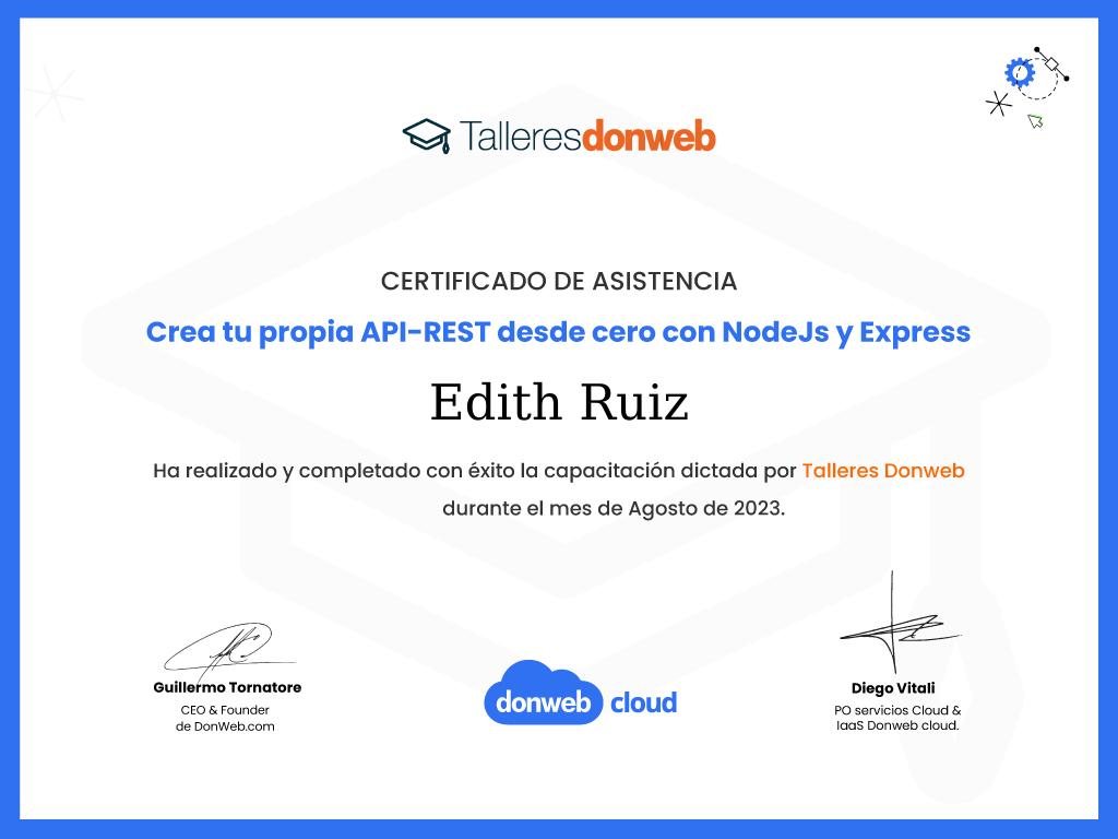 Certificado de asistencia · Talleres DonWeb