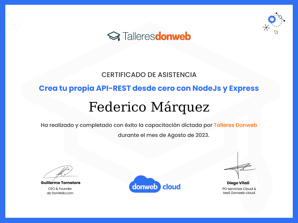Certificado de asistencia · Talleres DonWeb