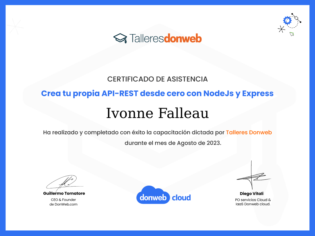 Certificado de asistencia · Talleres DonWeb