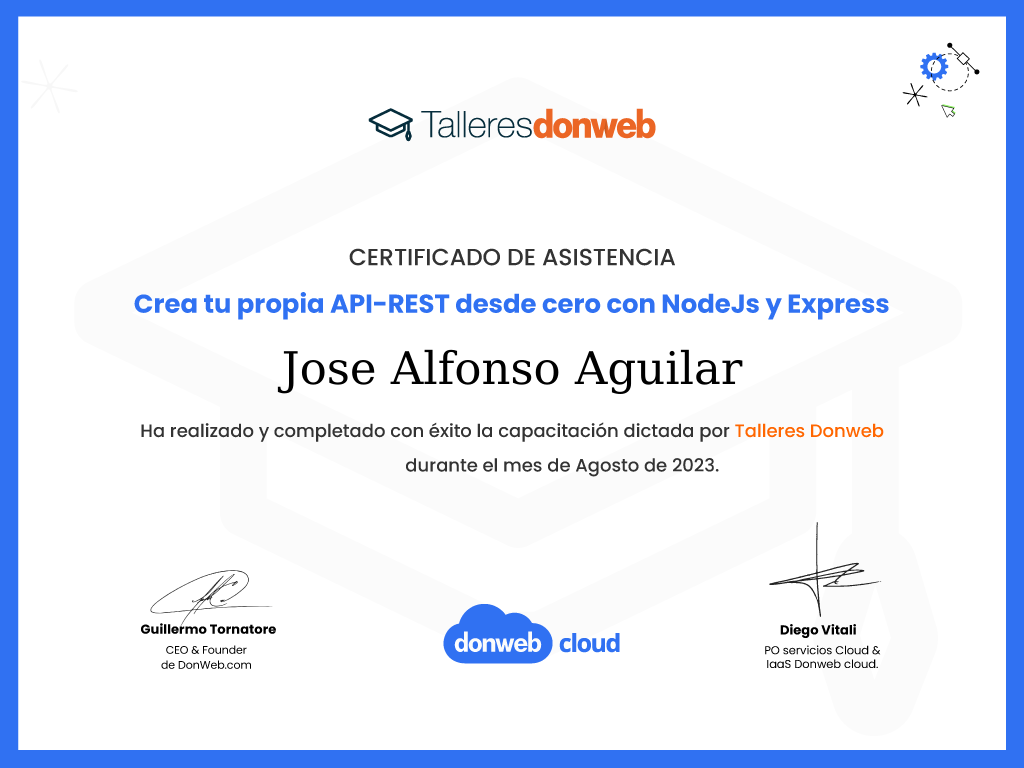 Certificado de asistencia · Talleres DonWeb