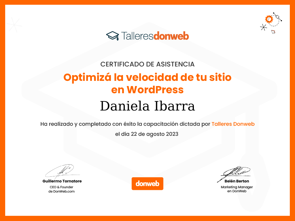 Certificado de asistencia · Talleres DonWeb