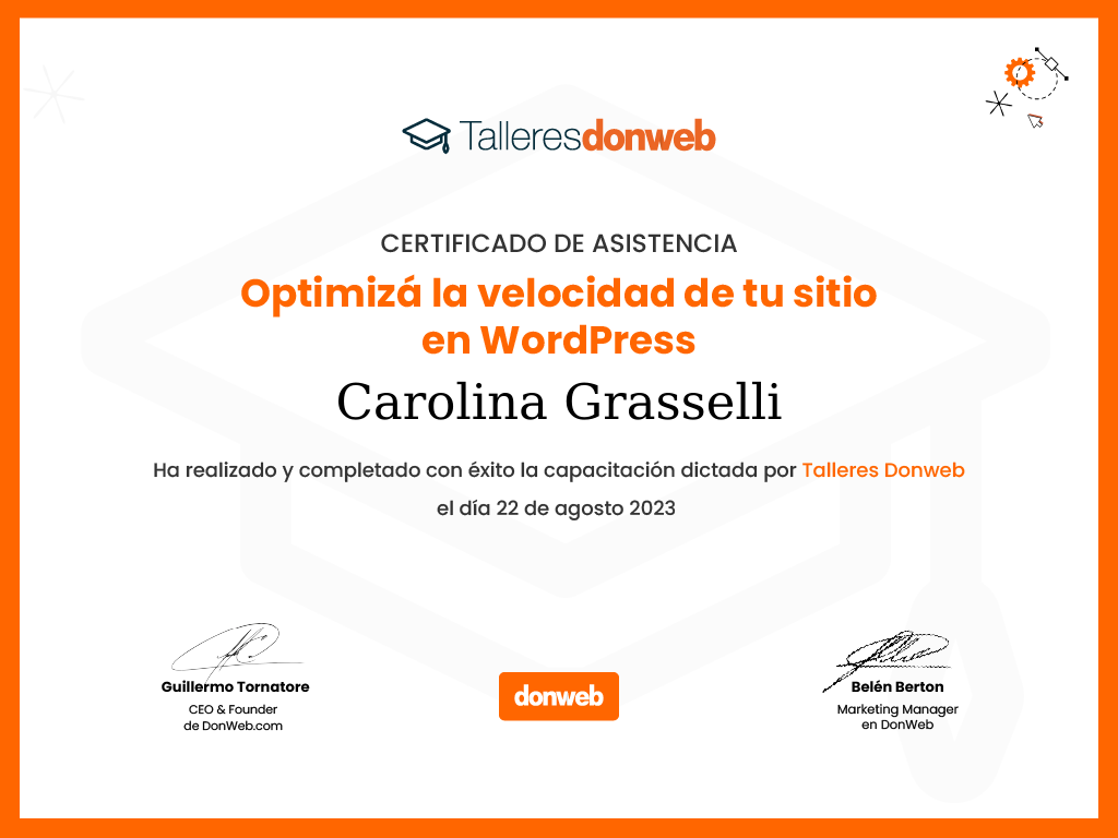 Certificado de asistencia · Talleres DonWeb