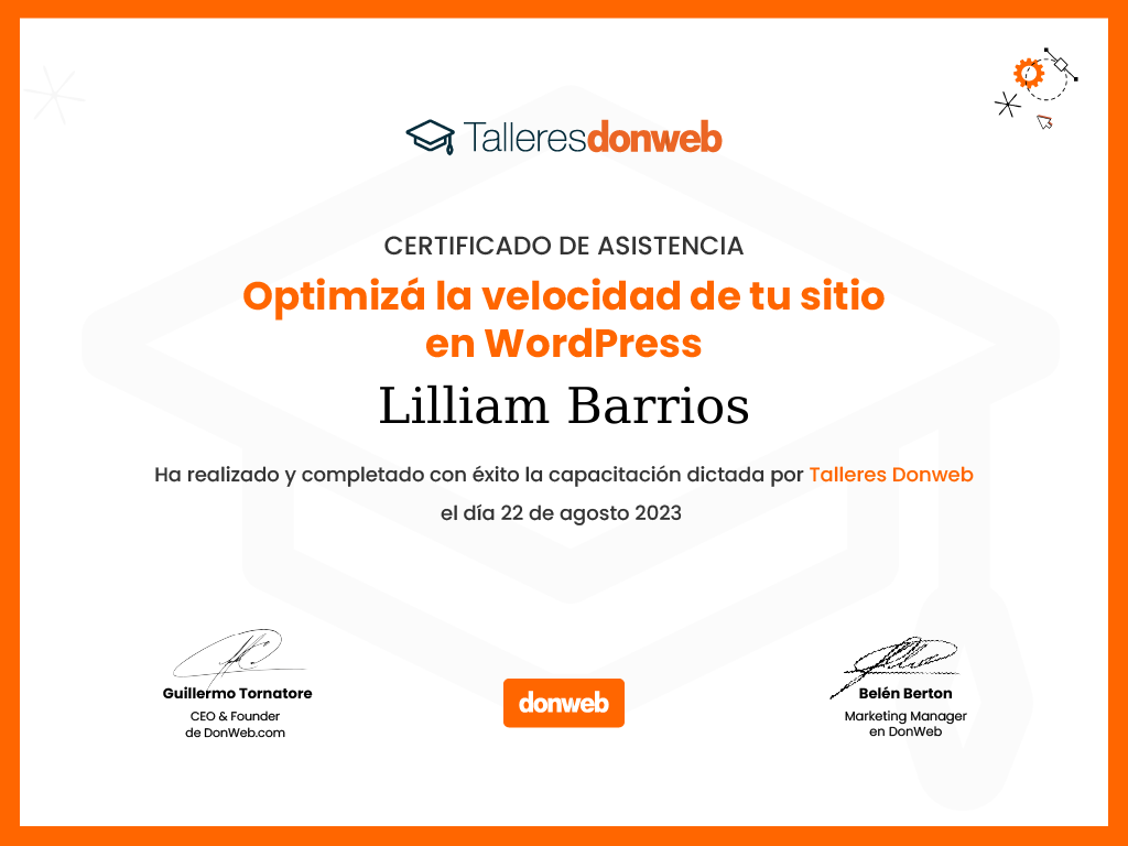 Certificado de asistencia · Talleres DonWeb