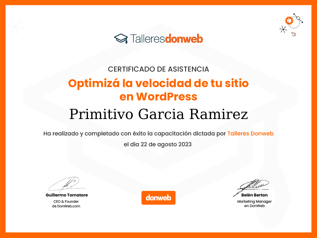 Certificado de asistencia · Talleres DonWeb