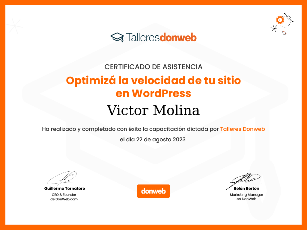 Certificado de asistencia · Talleres DonWeb