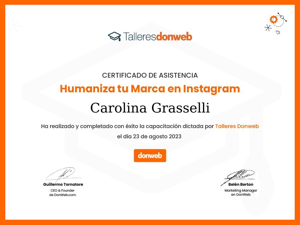 Certificado de asistencia · Talleres DonWeb