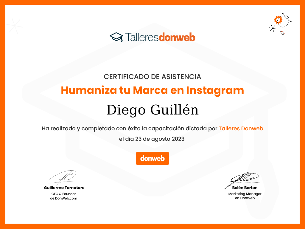 Certificado de asistencia · Talleres DonWeb