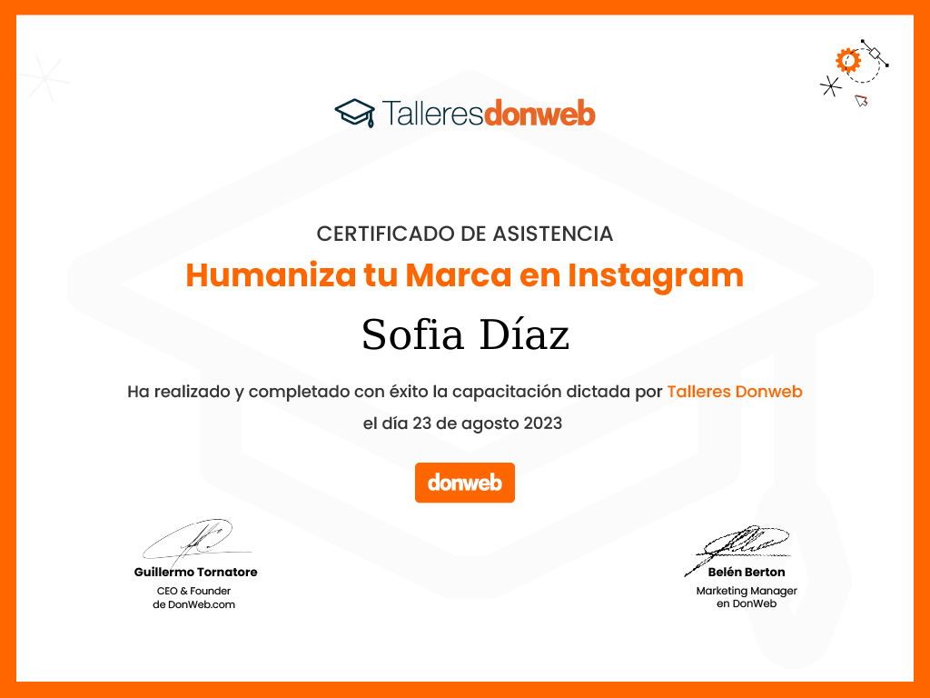 Certificado de asistencia · Talleres DonWeb