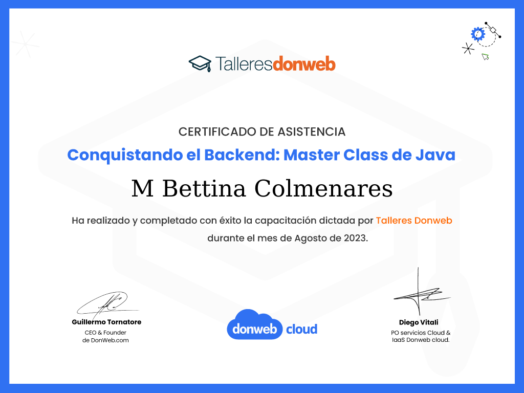 Certificado de asistencia · Talleres DonWeb