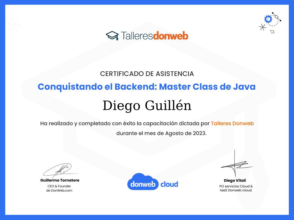 Certificado de asistencia · Talleres DonWeb