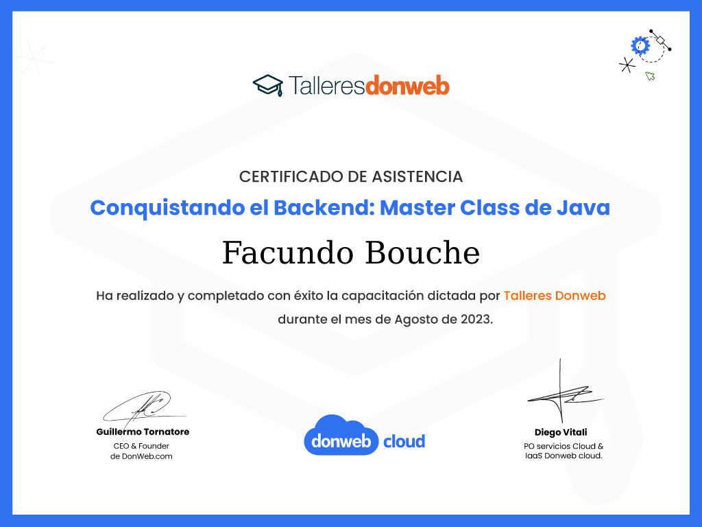 Certificado de asistencia · Talleres DonWeb