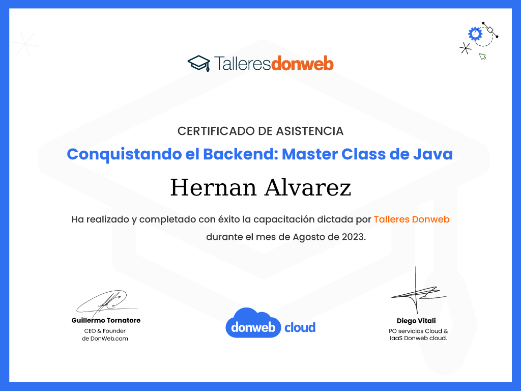 Certificado de asistencia · Talleres DonWeb