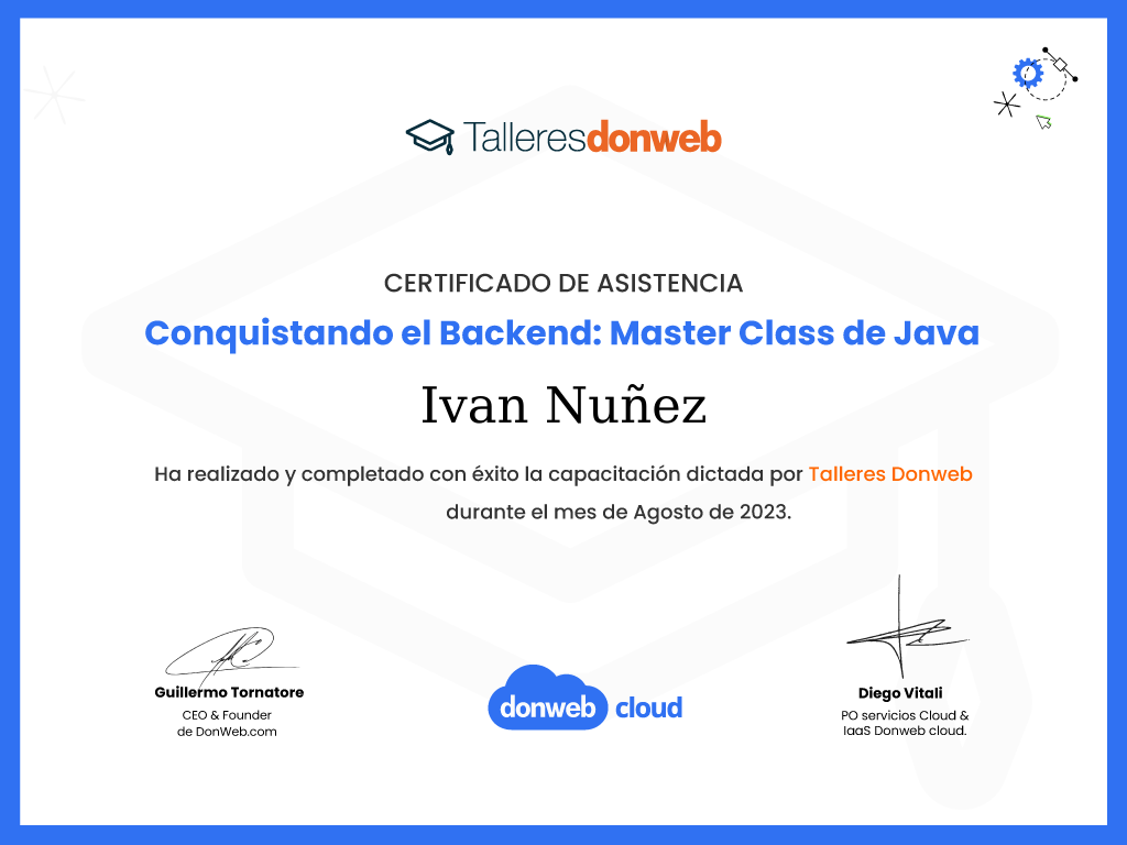 Certificado de asistencia · Talleres DonWeb