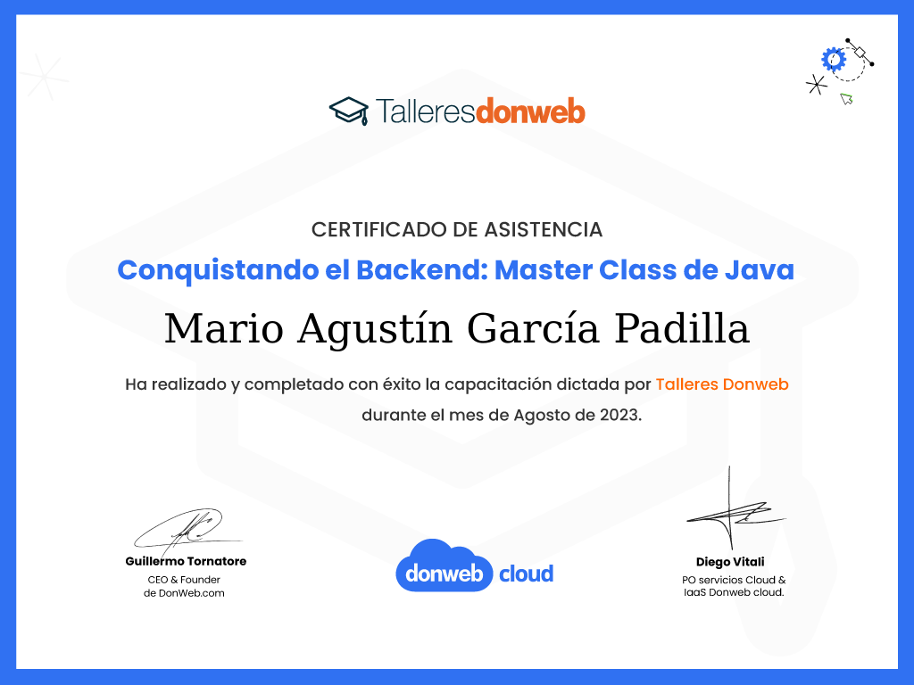 Certificado de asistencia · Talleres DonWeb