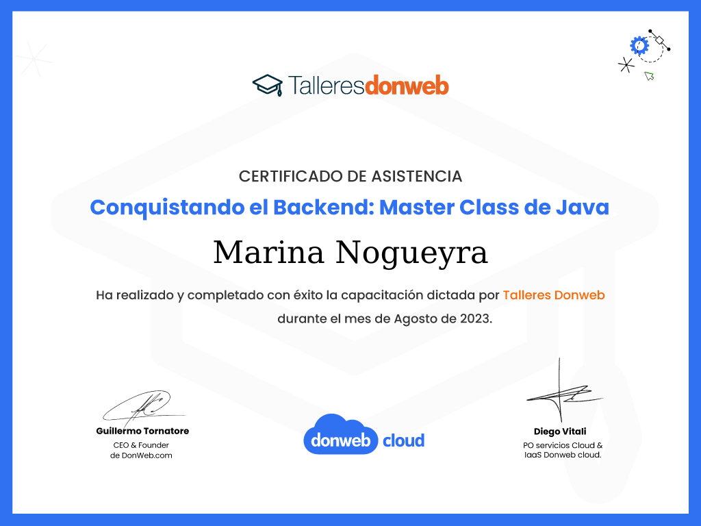 Certificado de asistencia · Talleres DonWeb