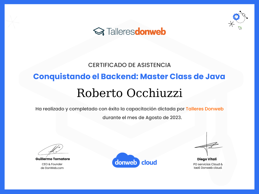 Certificado de asistencia · Talleres DonWeb