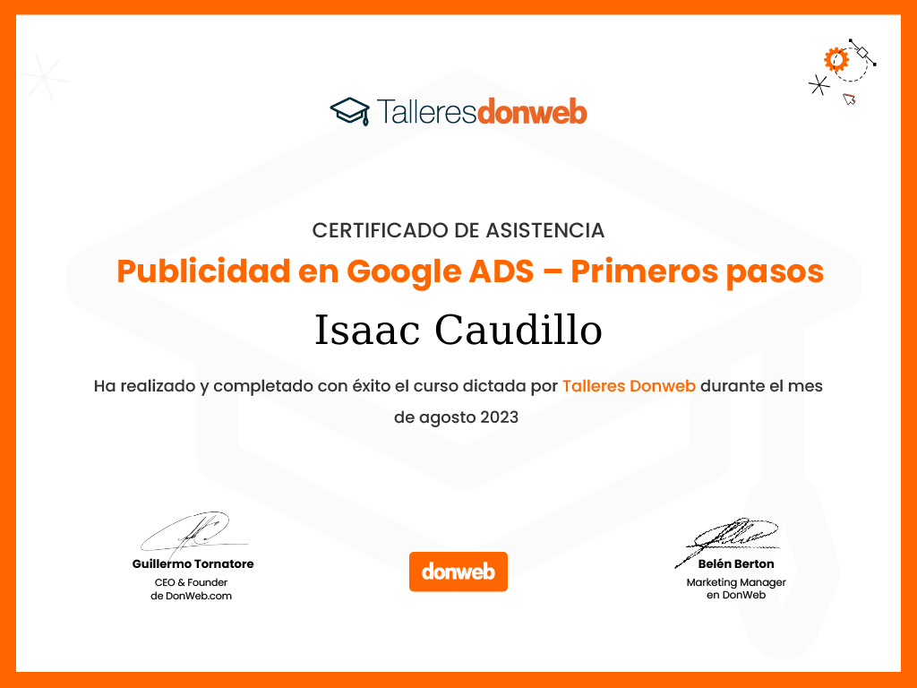 Certificado de asistencia · Talleres DonWeb