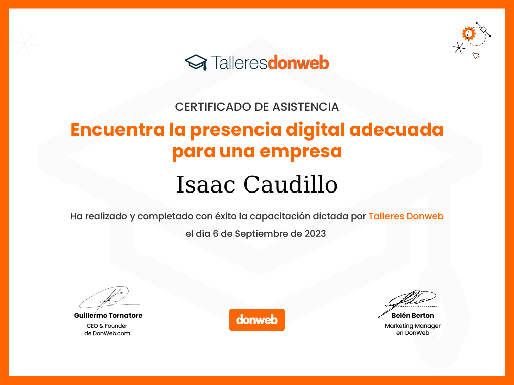 Certificado de asistencia · Talleres DonWeb