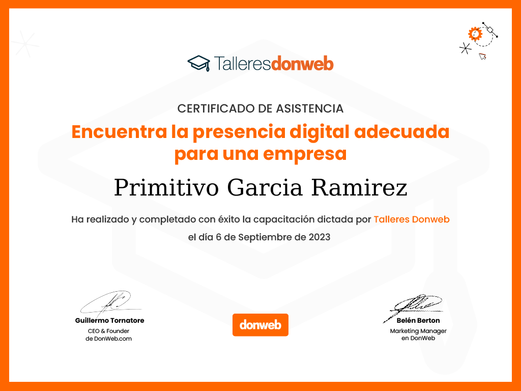 Certificado de asistencia · Talleres DonWeb