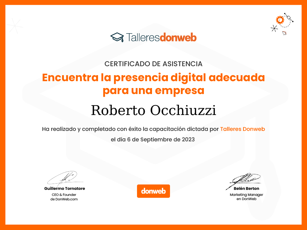 Certificado de asistencia · Talleres DonWeb