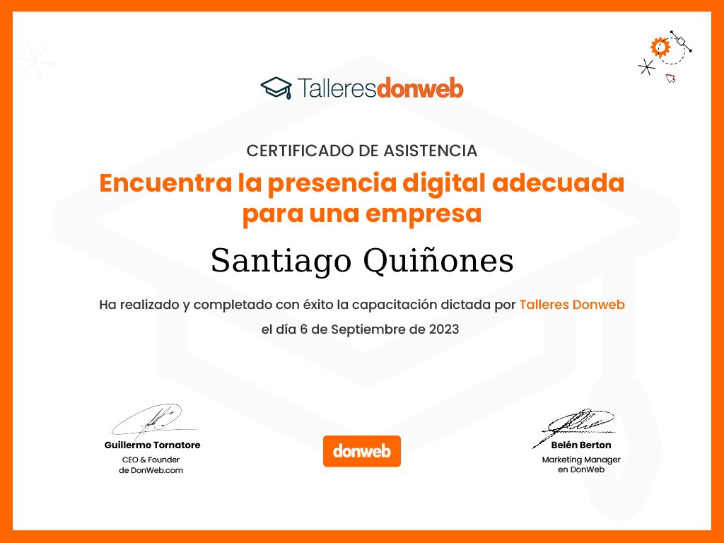 Certificado de asistencia · Talleres DonWeb
