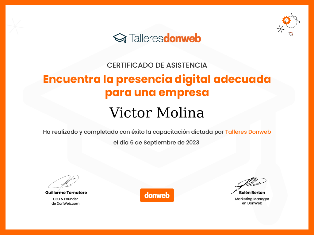 Certificado de asistencia · Talleres DonWeb