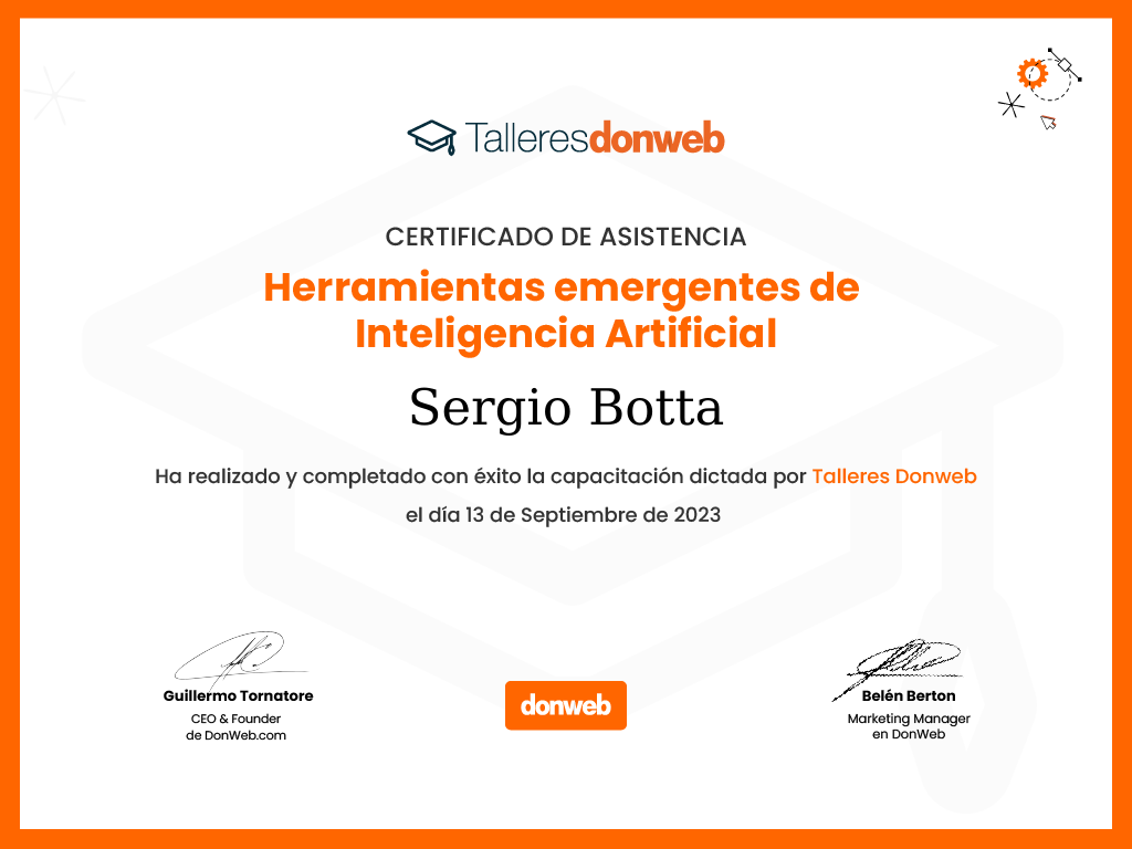Certificado de asistencia · Talleres DonWeb