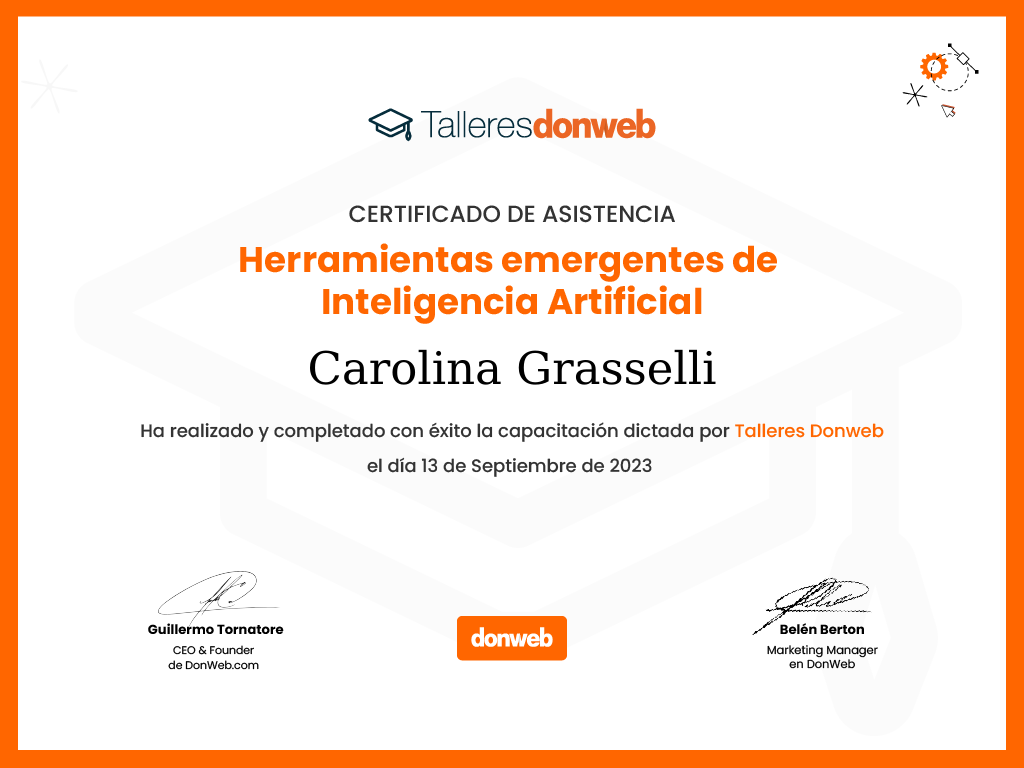 Certificado de asistencia · Talleres DonWeb