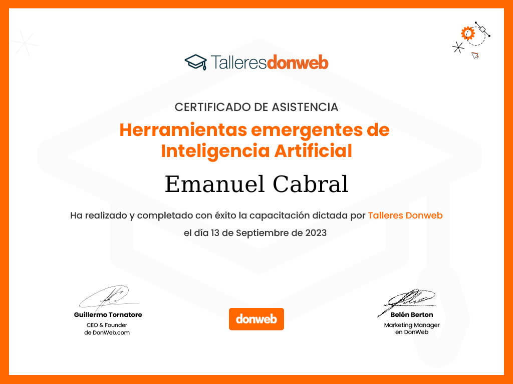 Certificado de asistencia · Talleres DonWeb