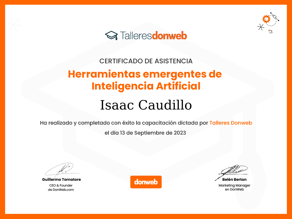Certificado de asistencia · Talleres DonWeb