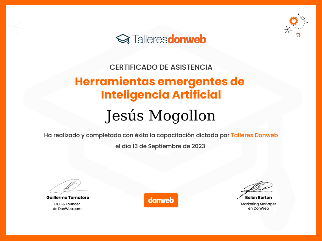 Certificado de asistencia · Talleres DonWeb