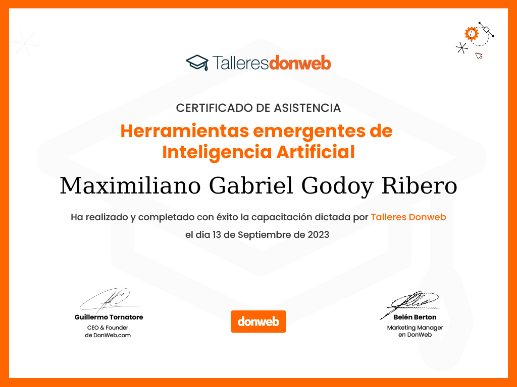 Certificado de asistencia · Talleres DonWeb