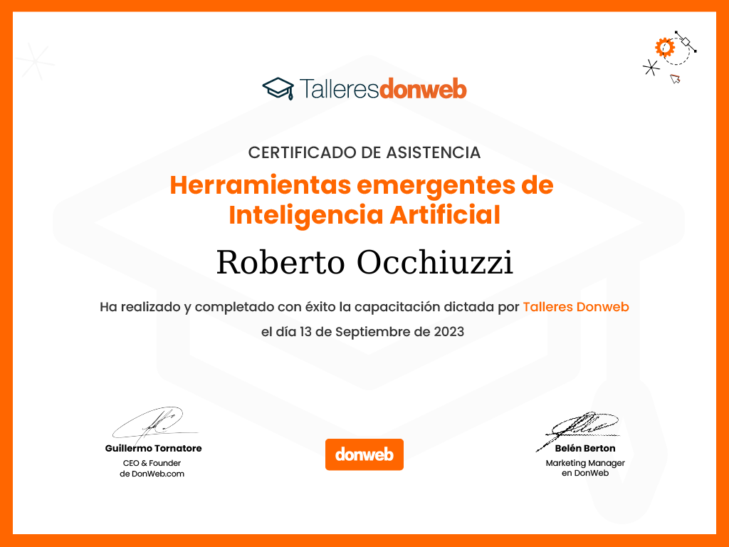 Certificado de asistencia · Talleres DonWeb