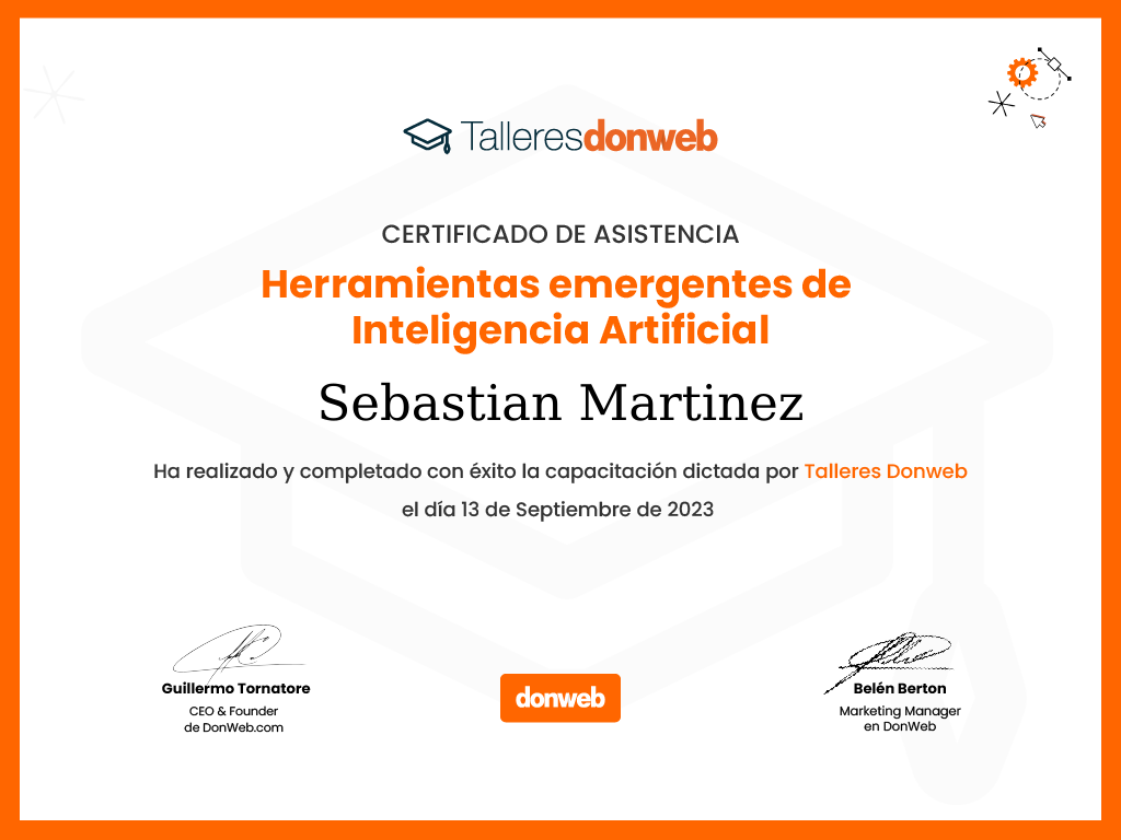 Certificado de asistencia · Talleres DonWeb