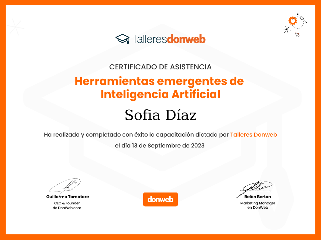 Certificado de asistencia · Talleres DonWeb