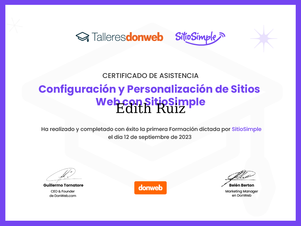 Certificado de asistencia · Talleres DonWeb