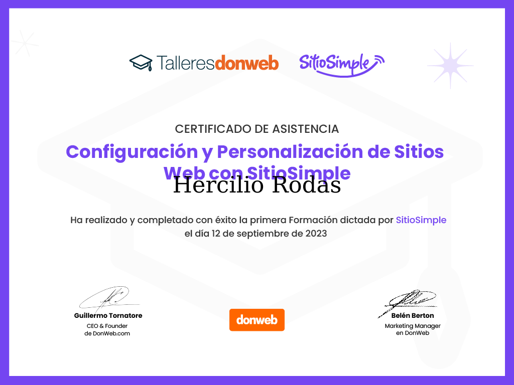 Certificado de asistencia · Talleres DonWeb