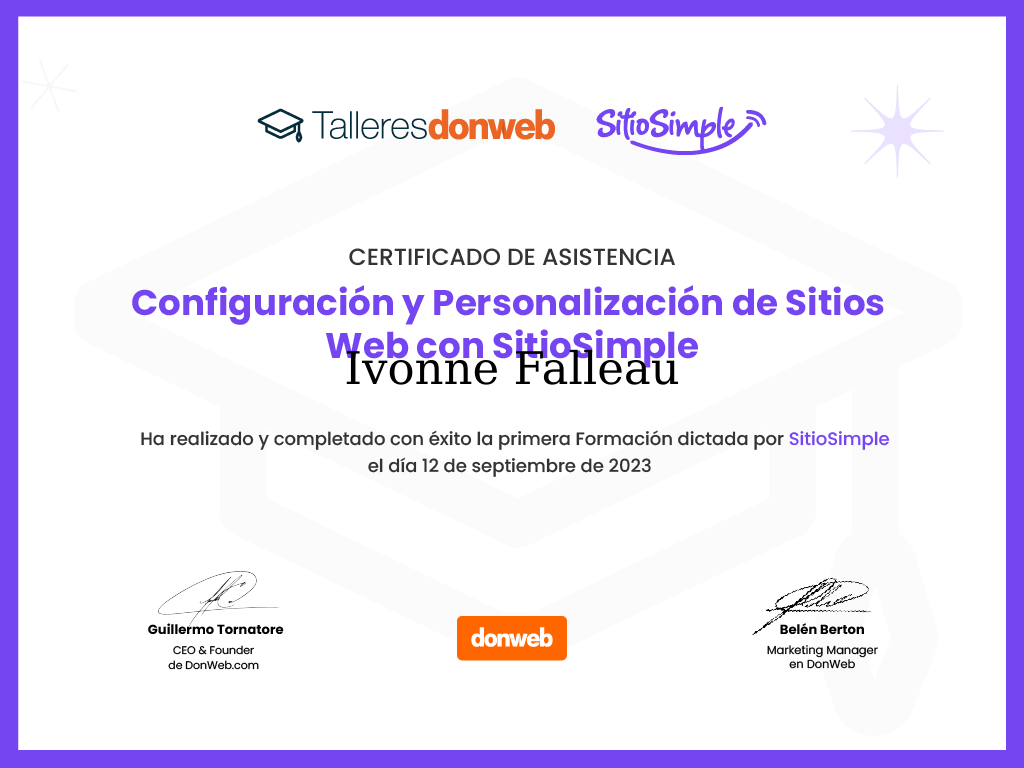 Certificado de asistencia · Talleres DonWeb