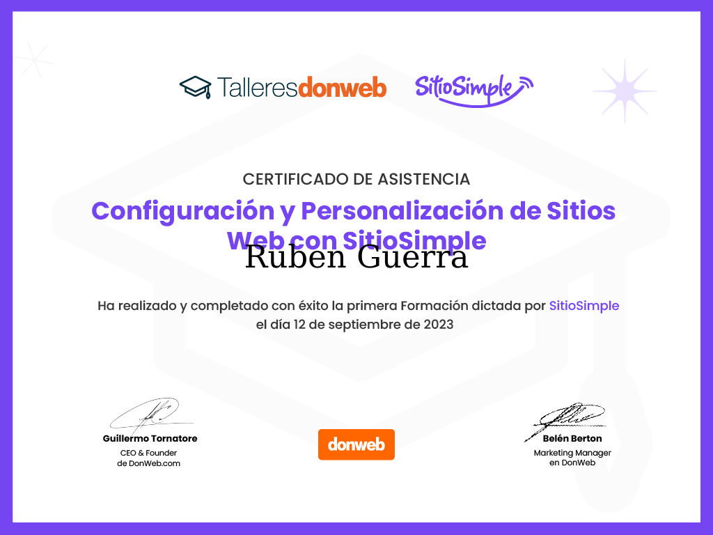 Certificado de asistencia · Talleres DonWeb
