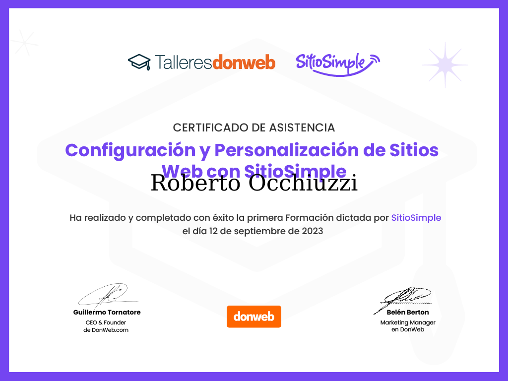 Certificado de asistencia · Talleres DonWeb