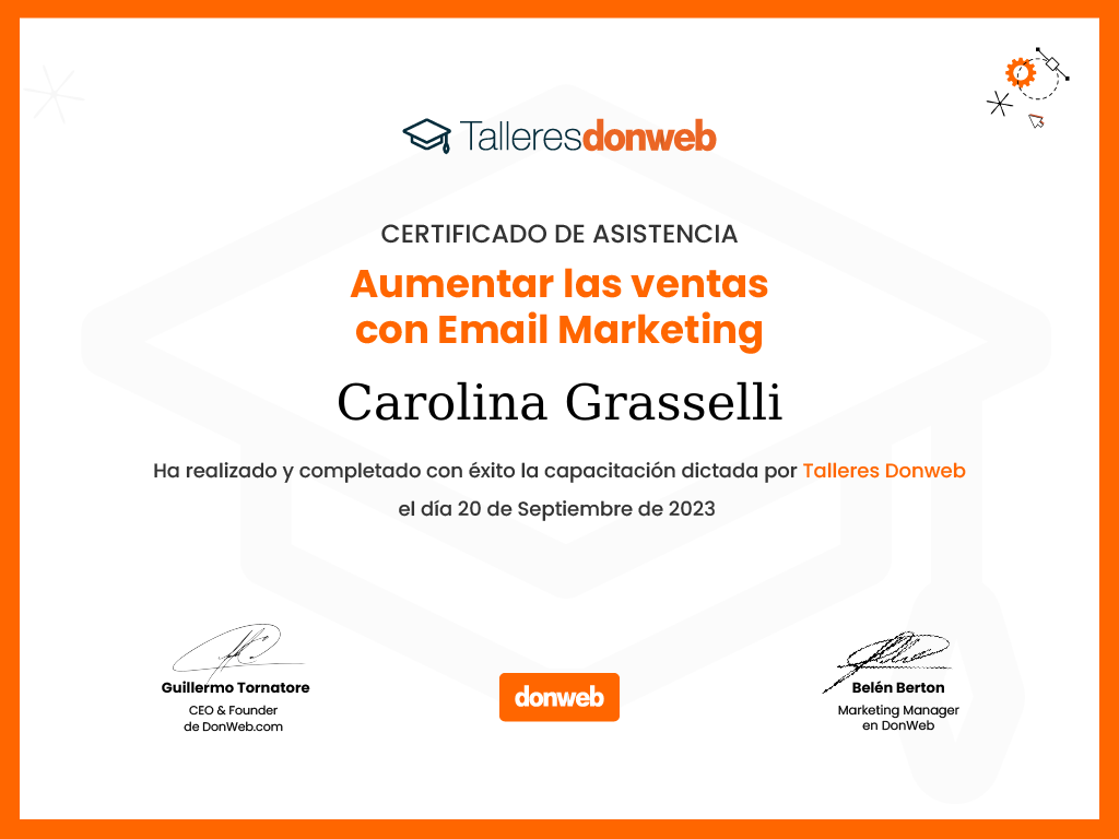 Certificado de asistencia · Talleres DonWeb
