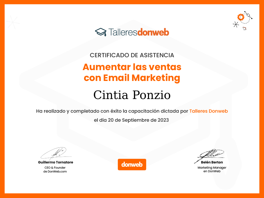 Certificado de asistencia · Talleres DonWeb
