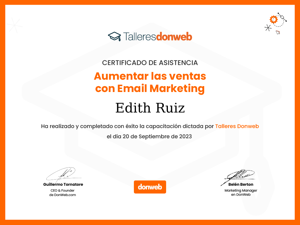 Certificado de asistencia · Talleres DonWeb