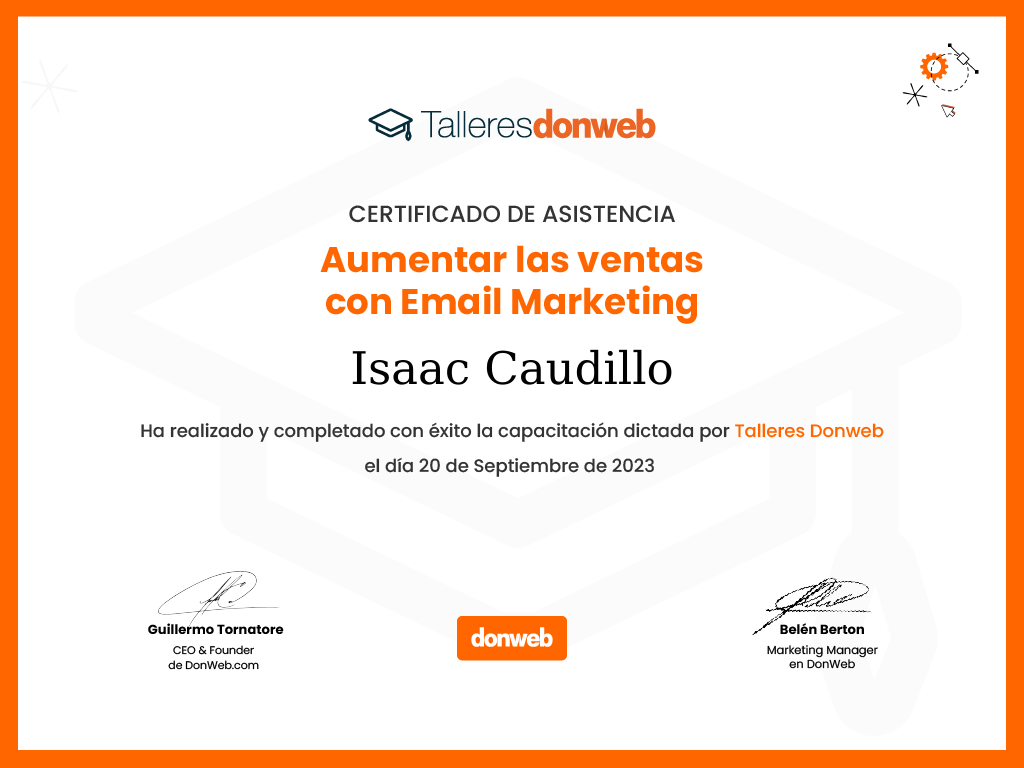 Certificado de asistencia · Talleres DonWeb